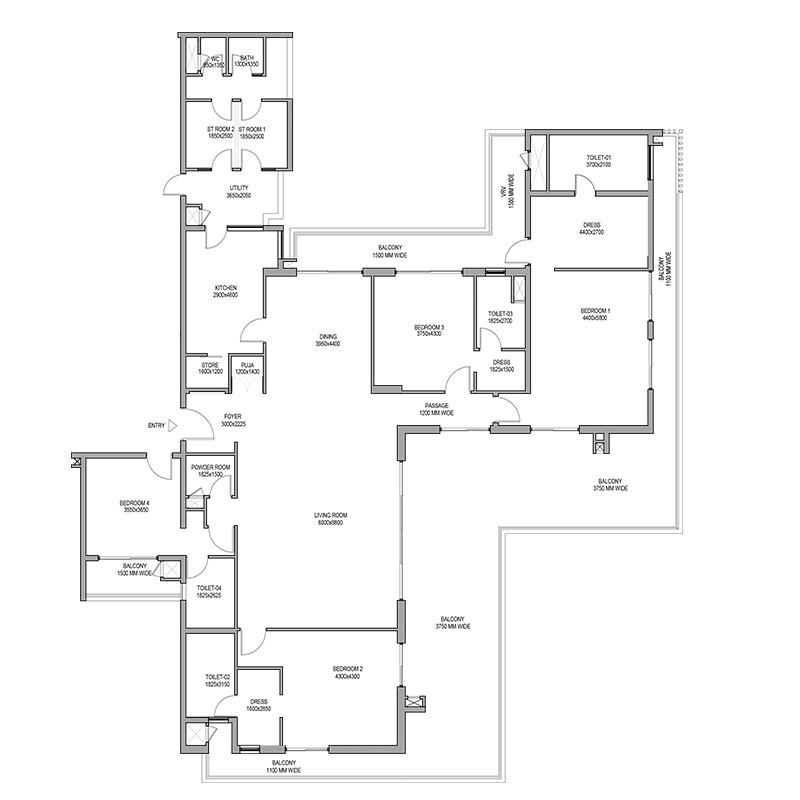 4 bhk Floor Plan