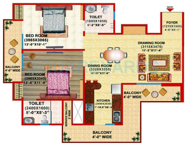 2 bhk Floor Plan