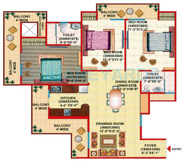3 bhk Floor Plan
