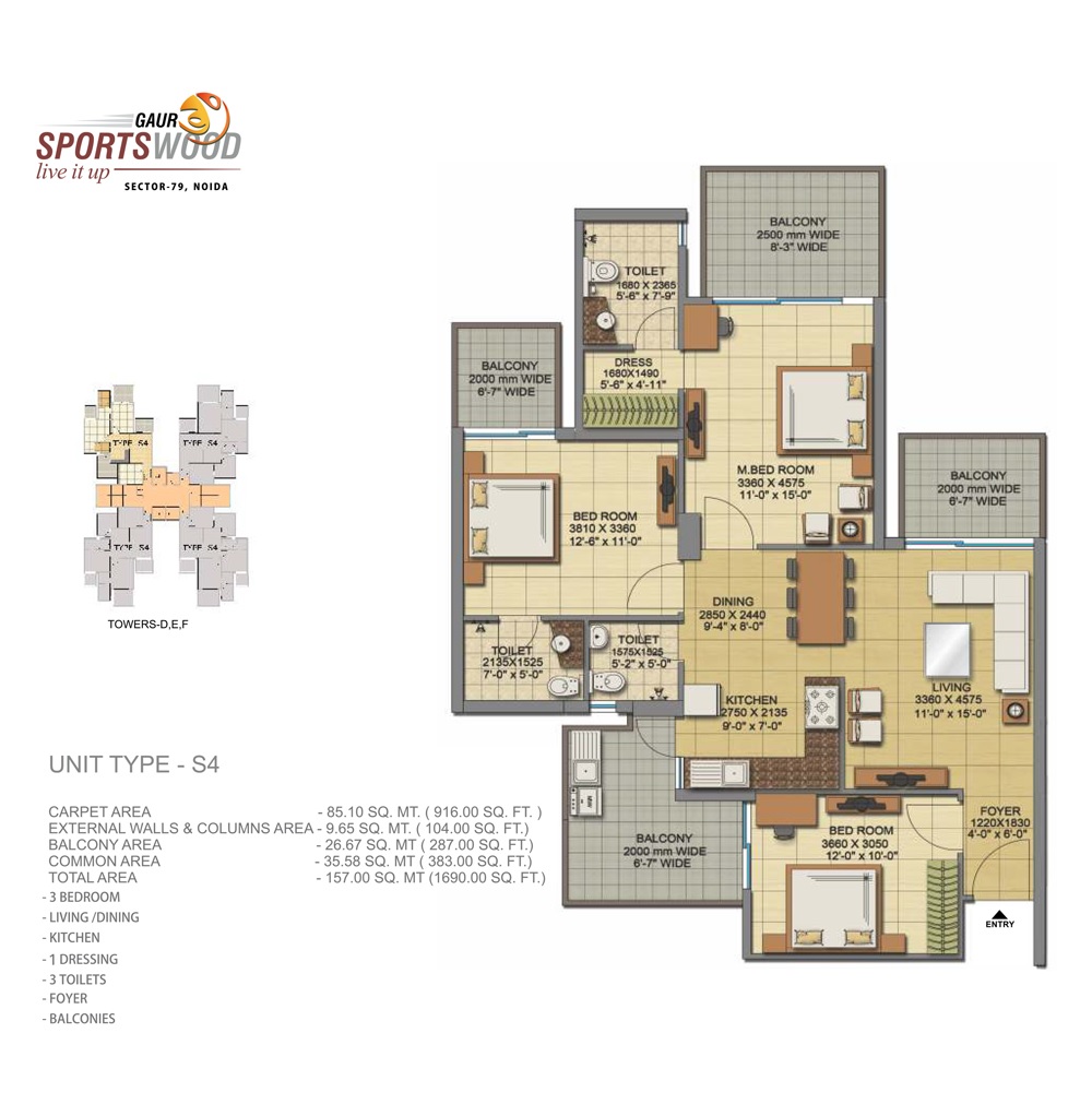 3 bhk Floor Plan