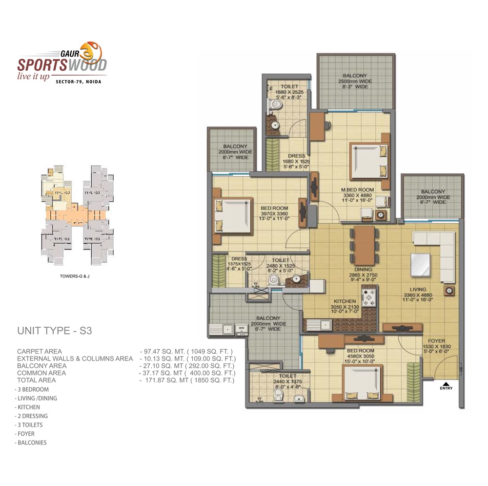 3 bhk Floor Plan