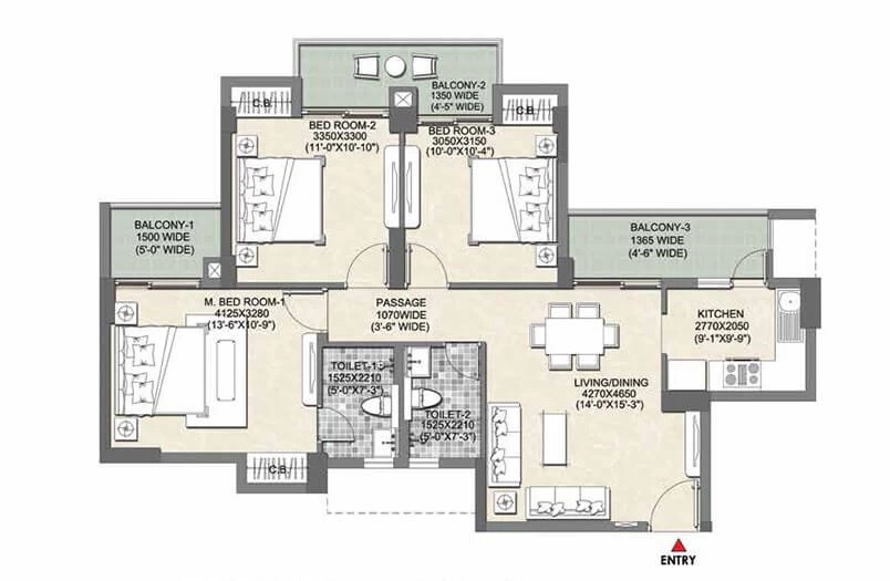 3 bhk Floor Plan