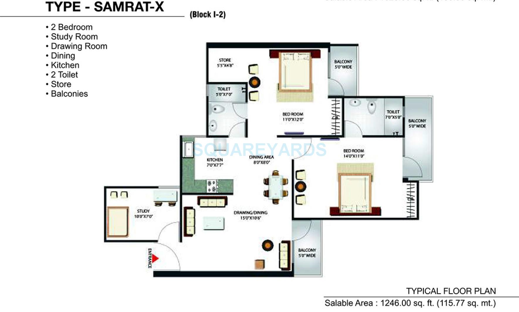 2 bhk Floor Plan