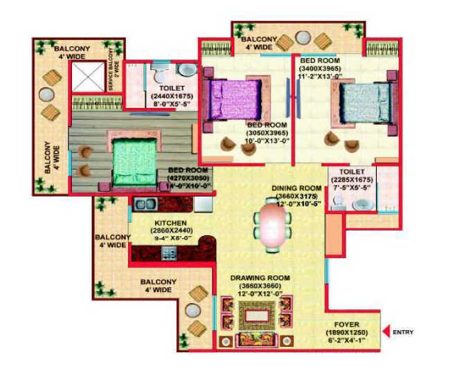 3 bhk Floor Plan