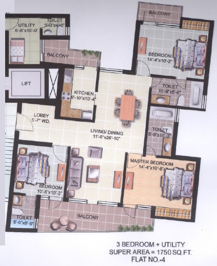 3 bhk Floor Plan