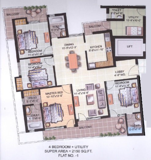 4 bhk Floor Plan