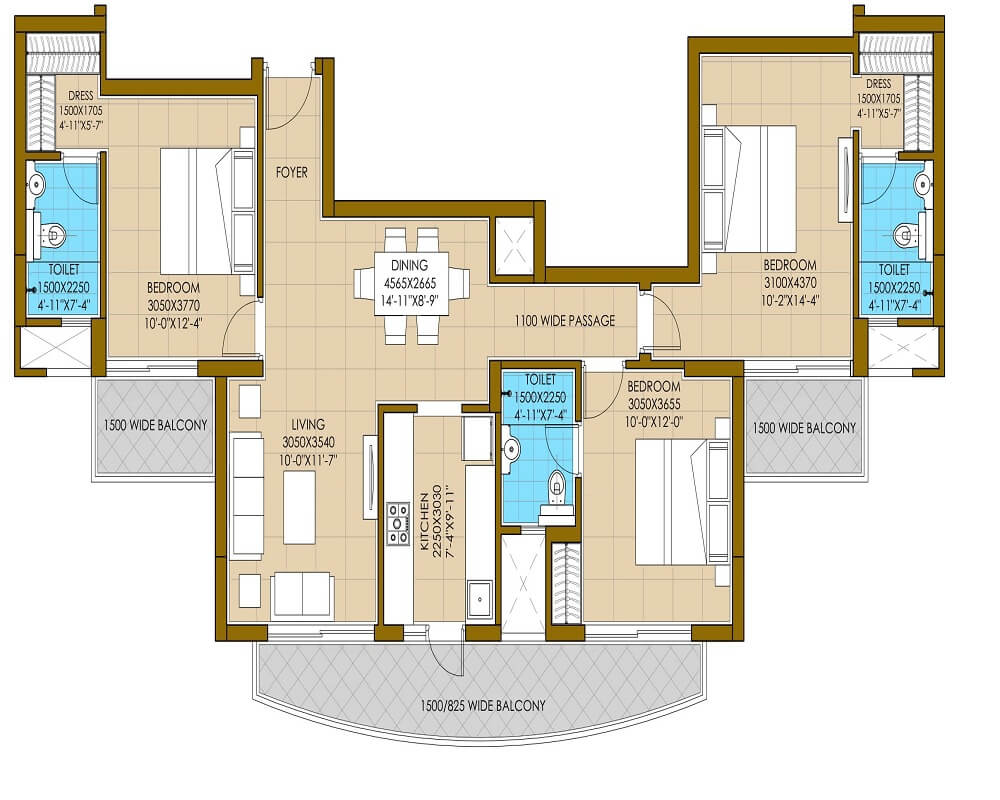 3 bhk Floor Plan