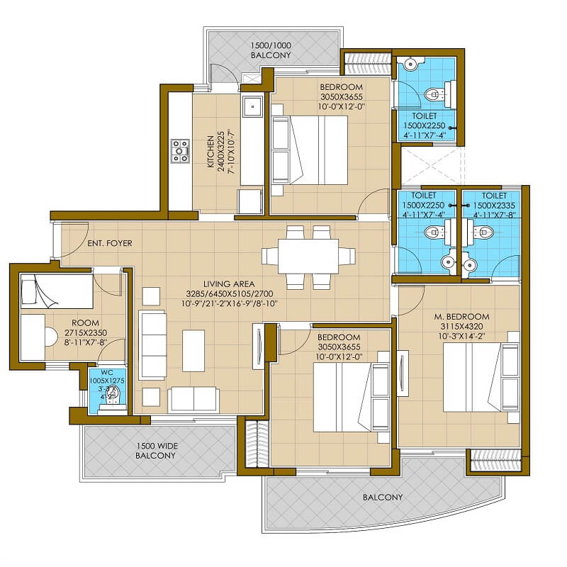 3 bhk Floor Plan