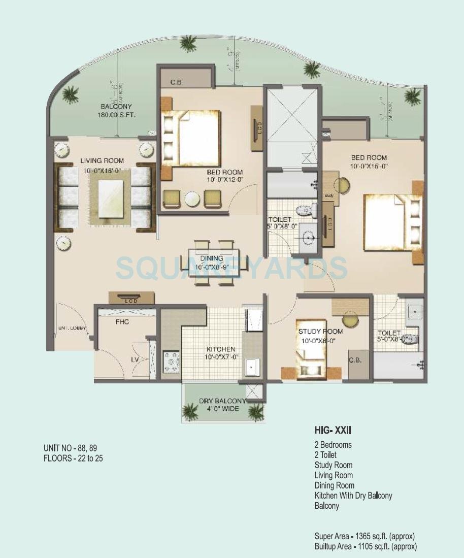 2 bhk Floor Plan