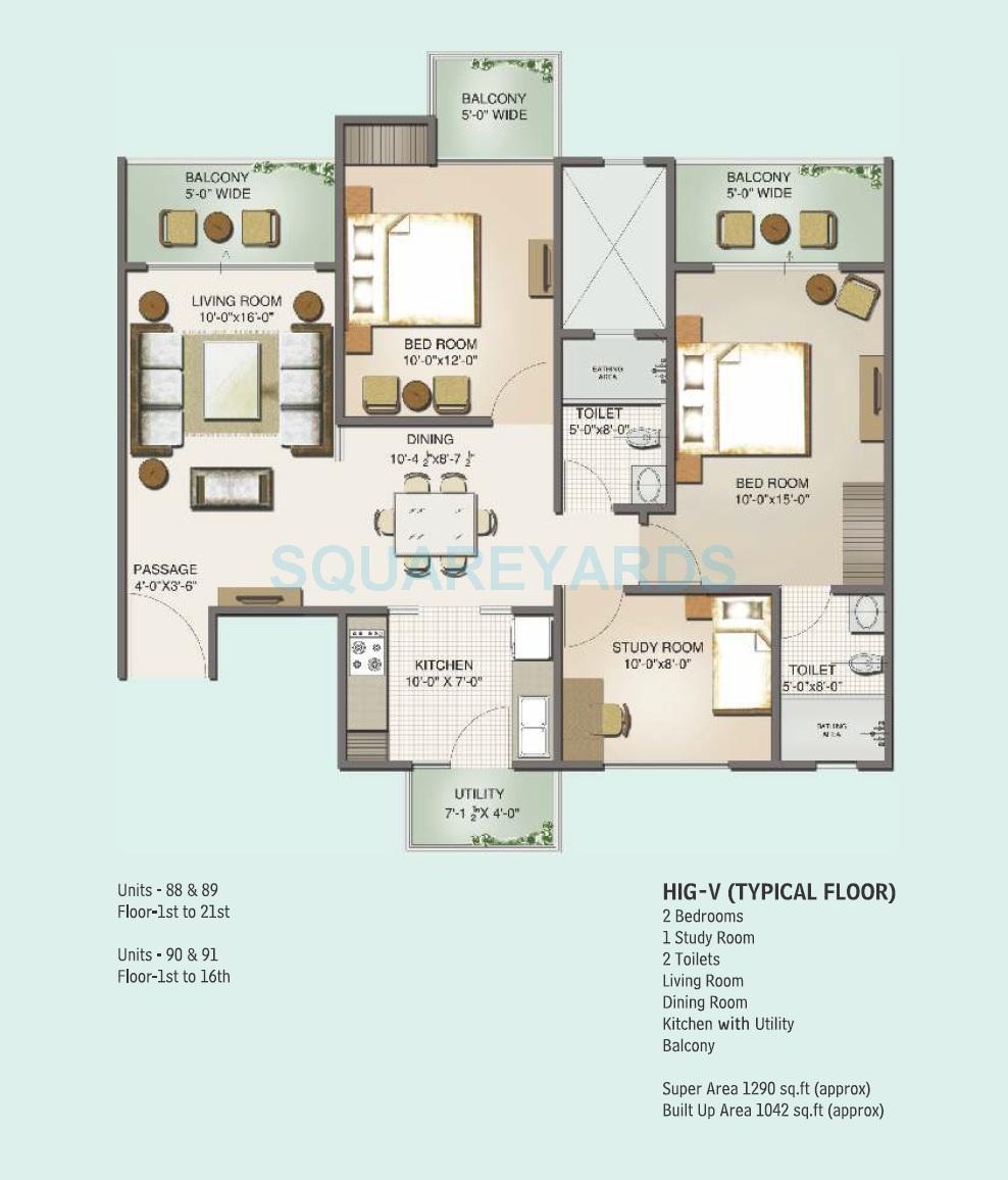 2 bhk Floor Plan