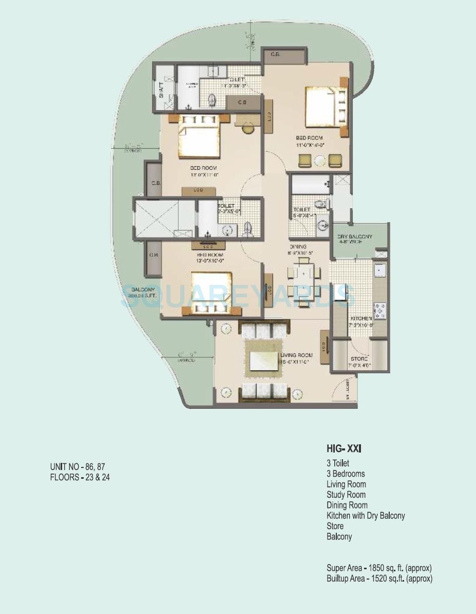3 bhk Floor Plan