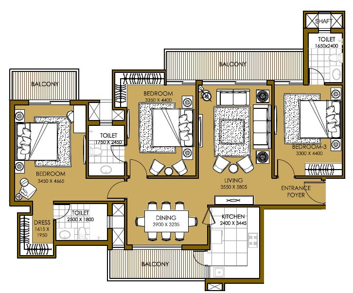 3 bhk Floor Plan