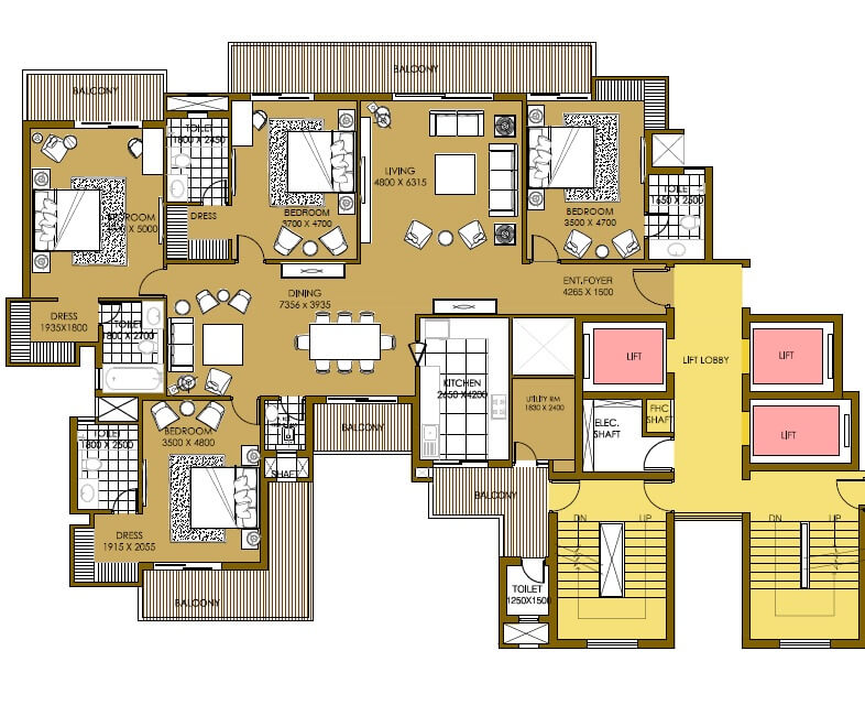 4 bhk Floor Plan