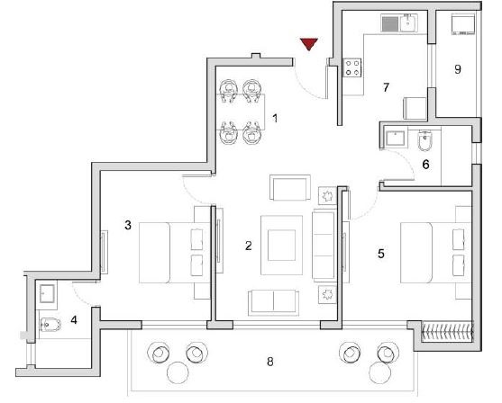2 bhk Floor Plan