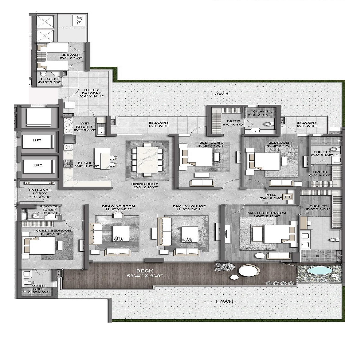 4 bhk Floor Plan