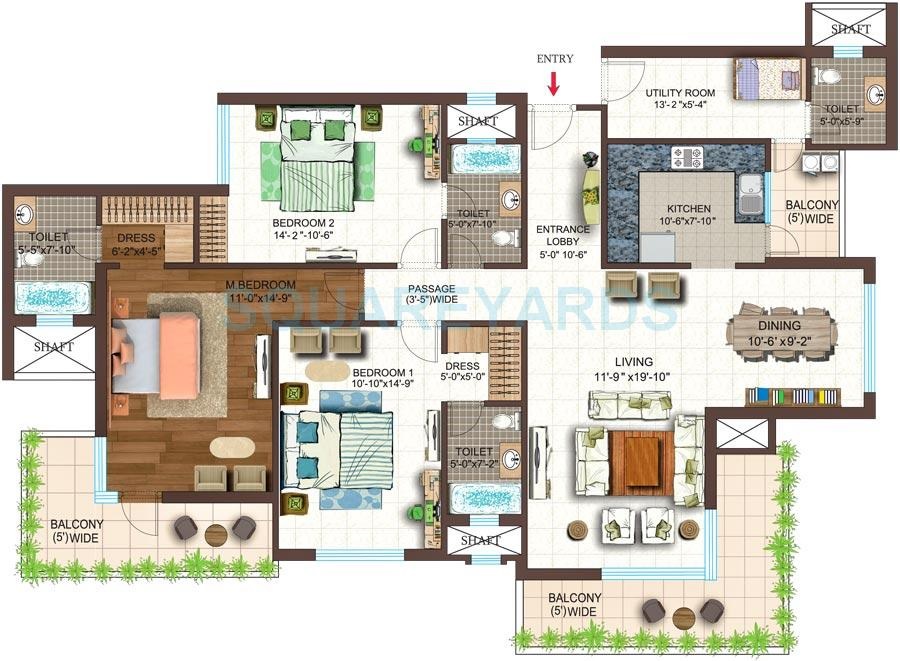 3 bhk Floor Plan