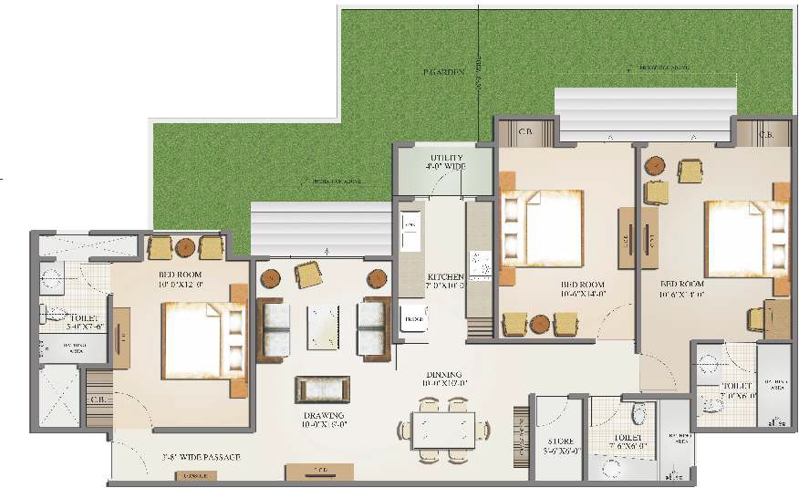 3 bhk Floor Plan