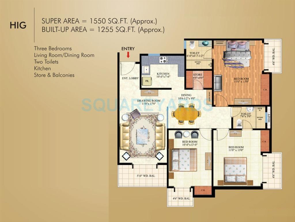 3 bhk Floor Plan
