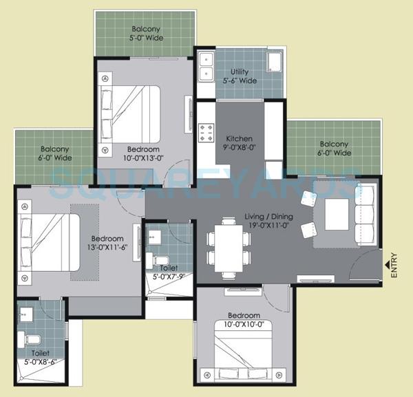 3 bhk Floor Plan