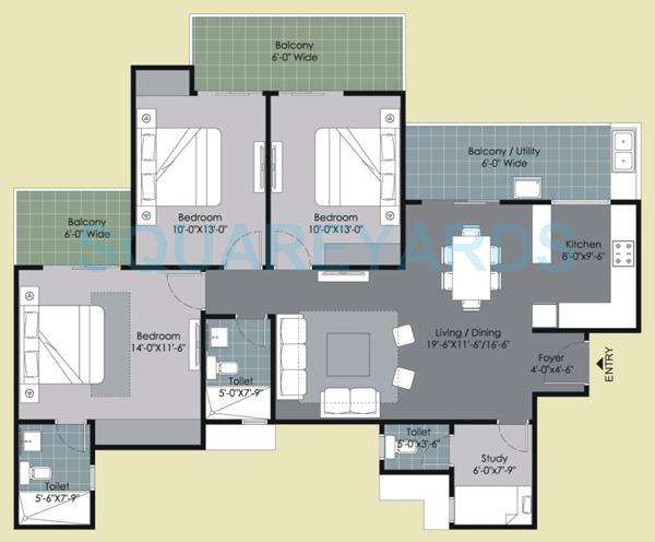 3 bhk Floor Plan