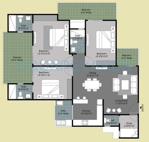 3 bhk Floor Plan