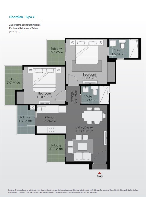 2 bhk Floor Plan