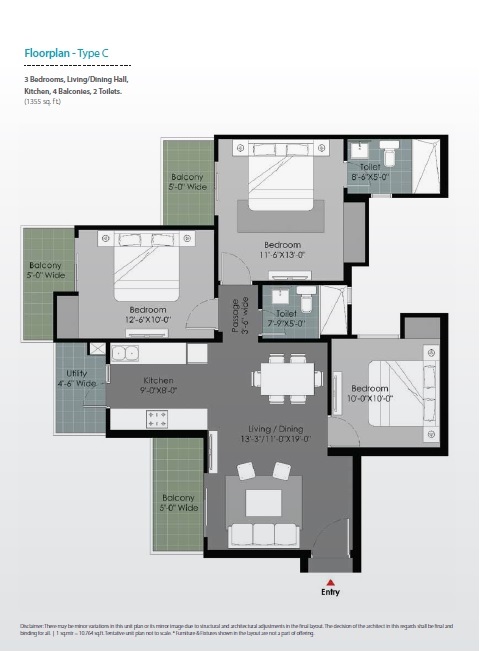 3 bhk Floor Plan
