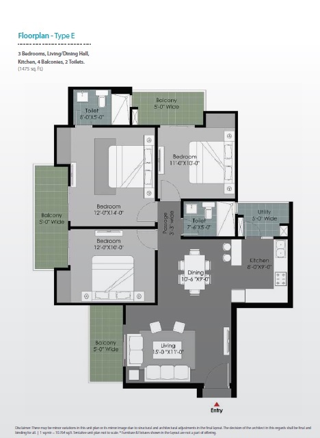 3 bhk Floor Plan