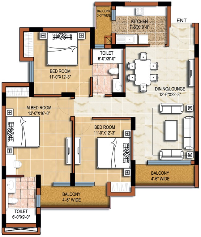 3 bhk Floor Plan