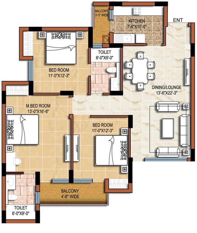 3 bhk Floor Plan