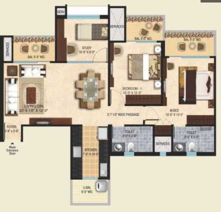 2 bhk Floor Plan