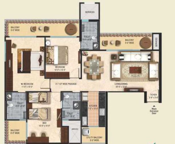3 bhk Floor Plan