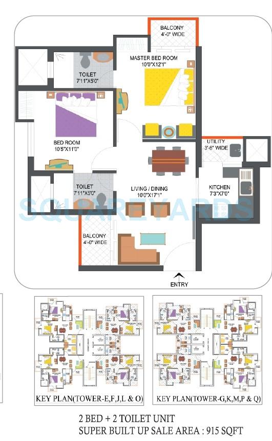2 bhk Floor Plan