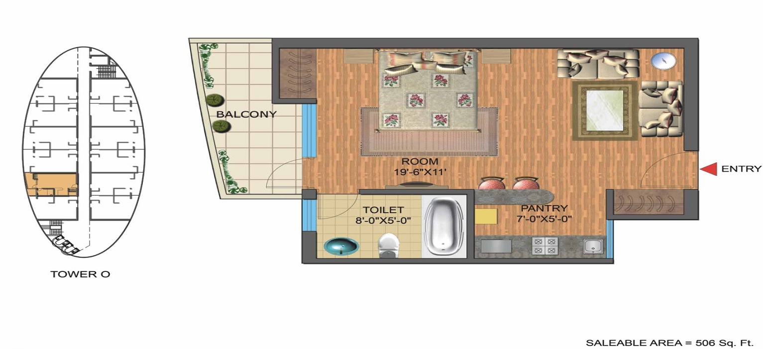 1 bhk Floor Plan