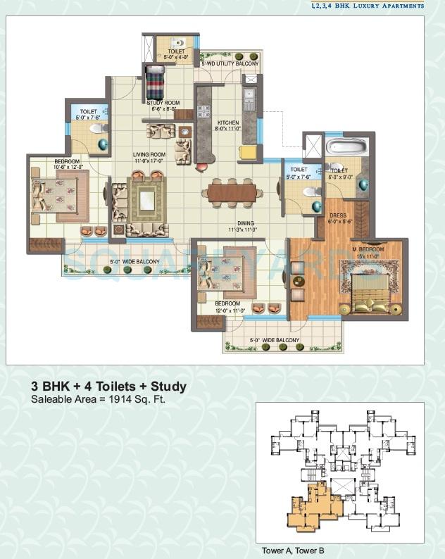 3 bhk Floor Plan