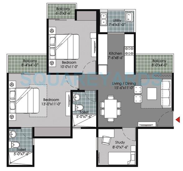 2 bhk Floor Plan
