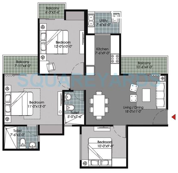 3 bhk Floor Plan
