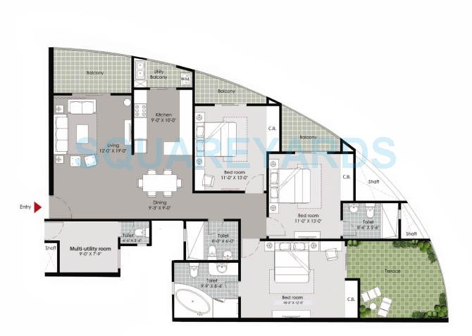 3 bhk Floor Plan