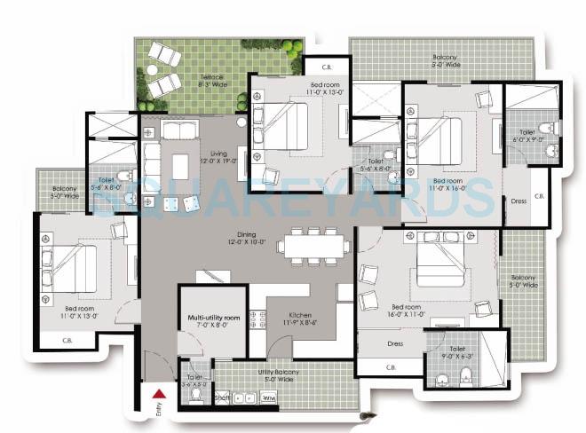 4 bhk Floor Plan