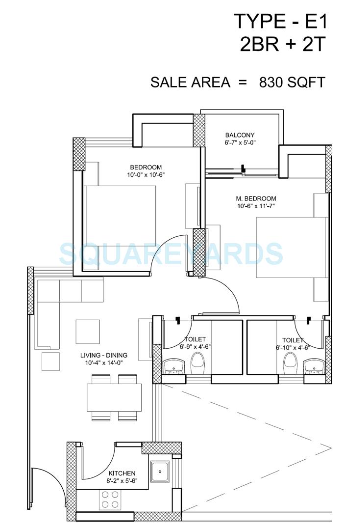 2 bhk Floor Plan