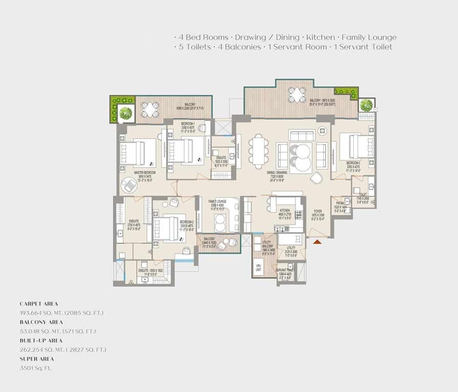 4 bhk Floor Plan
