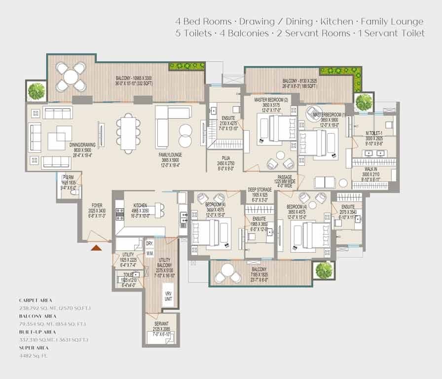4 bhk Floor Plan
