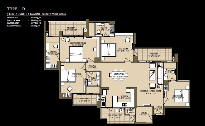 4 bhk Floor Plan