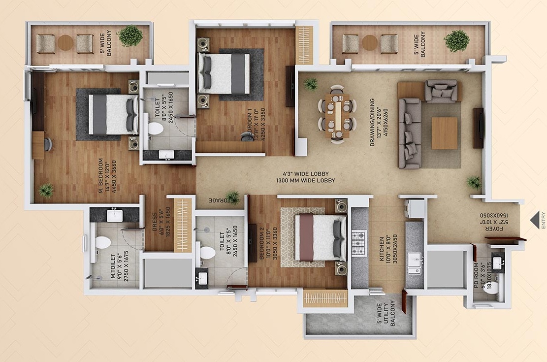 3 bhk Floor Plan