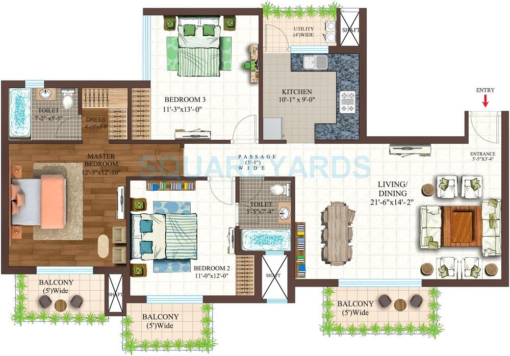 3 bhk Floor Plan