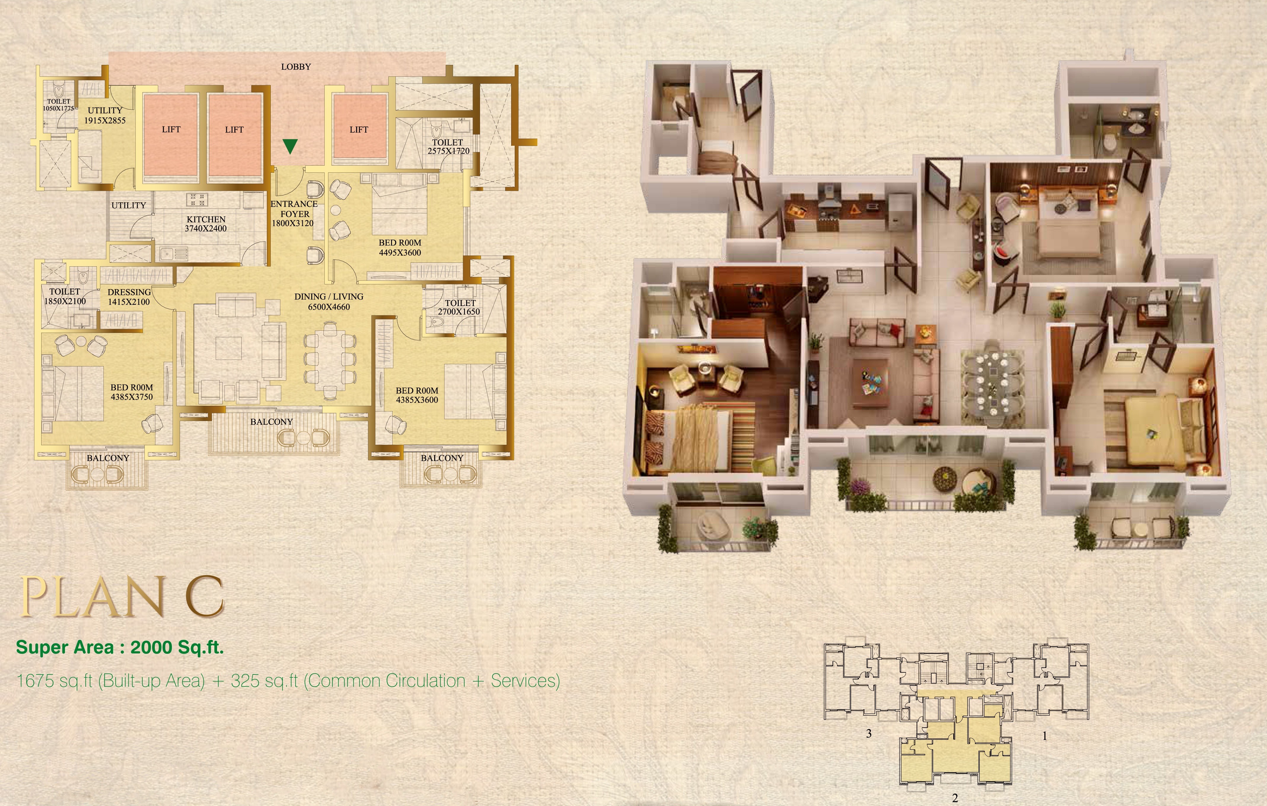 3 bhk Floor Plan