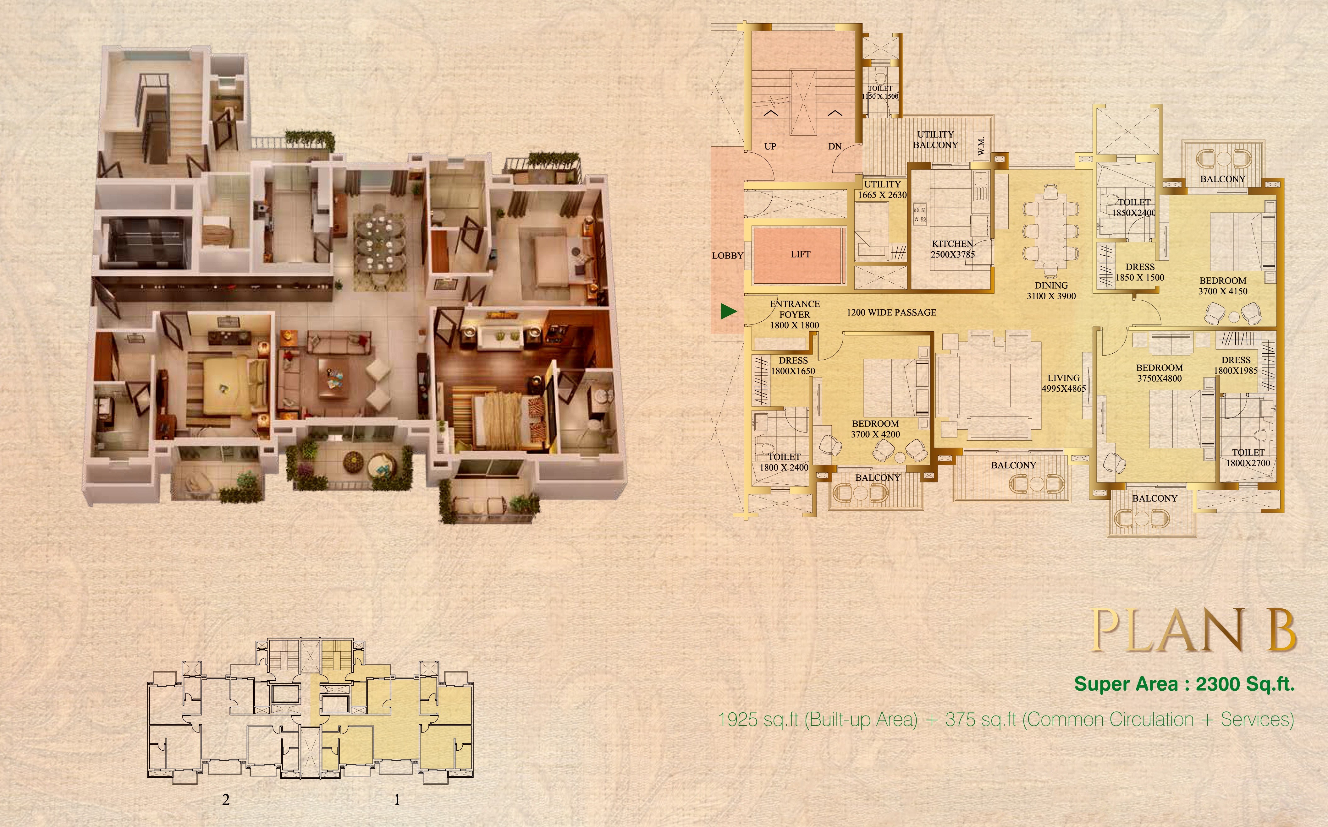 3 bhk Floor Plan