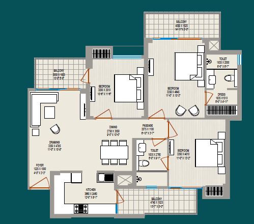 3 bhk Floor Plan