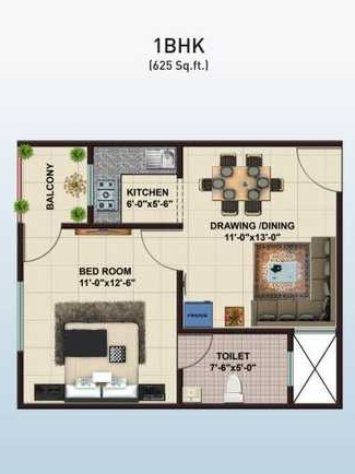 1 bhk Floor Plan
