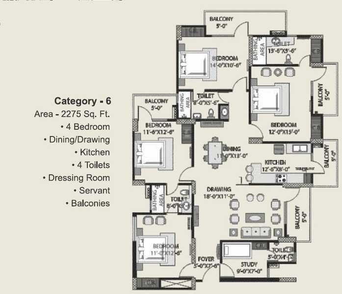 4 bhk Floor Plan
